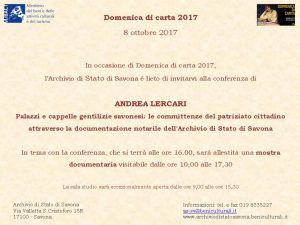 Locandina Domenica di carta 2017