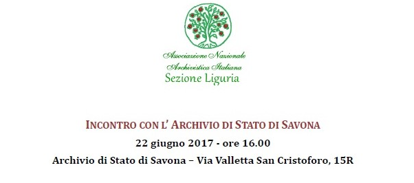 Locandina Incontro con l'Archivio di Stato di Savona